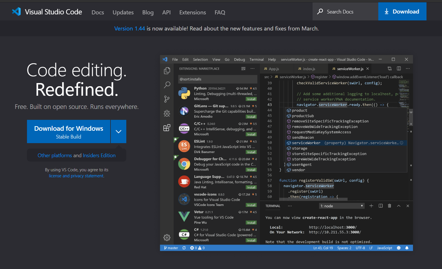 VS Code download page